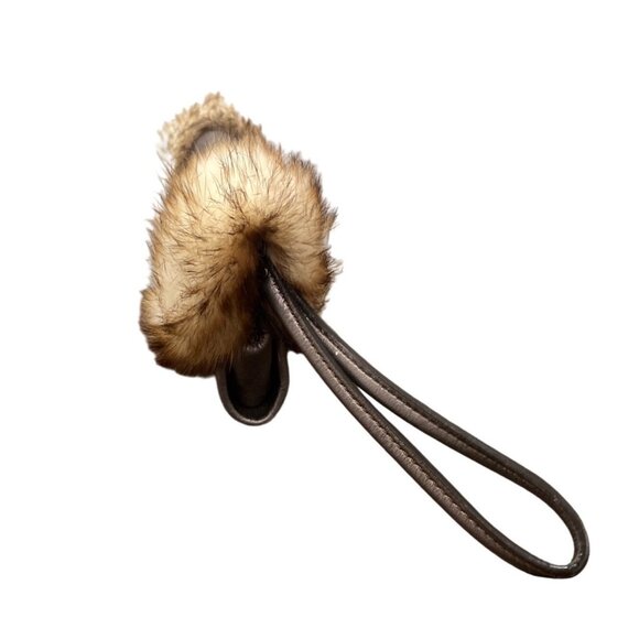 Hype Bags Women's Metallic Pewter Leather Rabbit Fur Wristlet Sz M - Picture 3 of 11